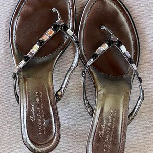 Bejeweled  Metallic Leather Slip-on Sandal by Donald Pliner Couture